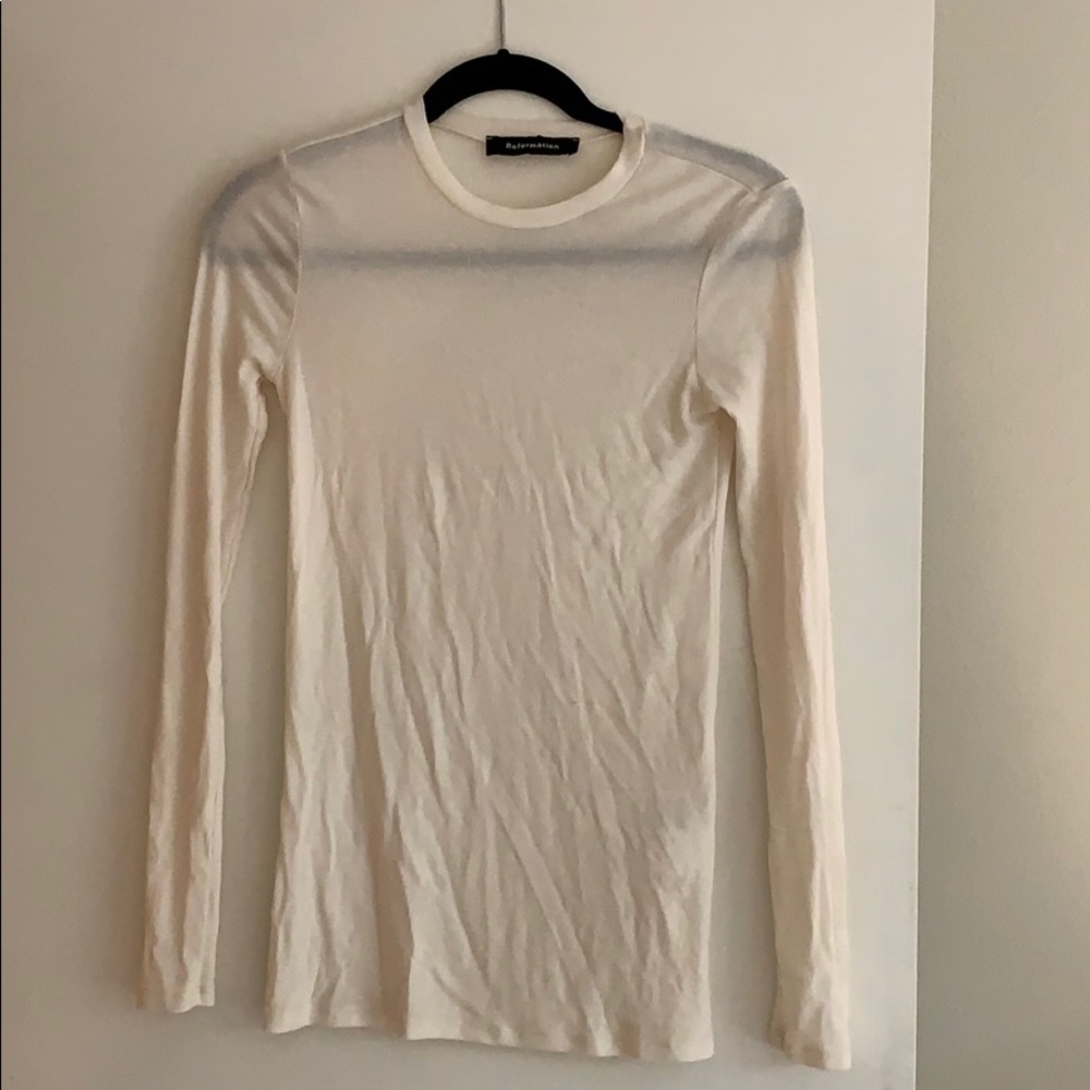 Sheer ribbed reformation long sleeved tee sz S
